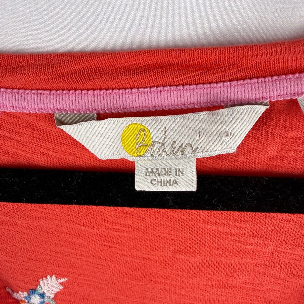 Boden Red Parrot Shirt Dress 6 Long‎ Embroidered Simple Beachy Resortwear Casual - Picture 5 of 8